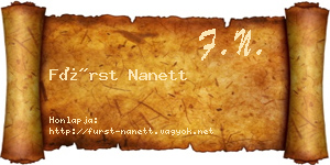 Fürst Nanett névjegykártya